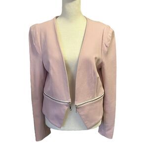 Philosophy Open Blazer Zipper Accents Short Length Modern‎ Pink Blush Silver S